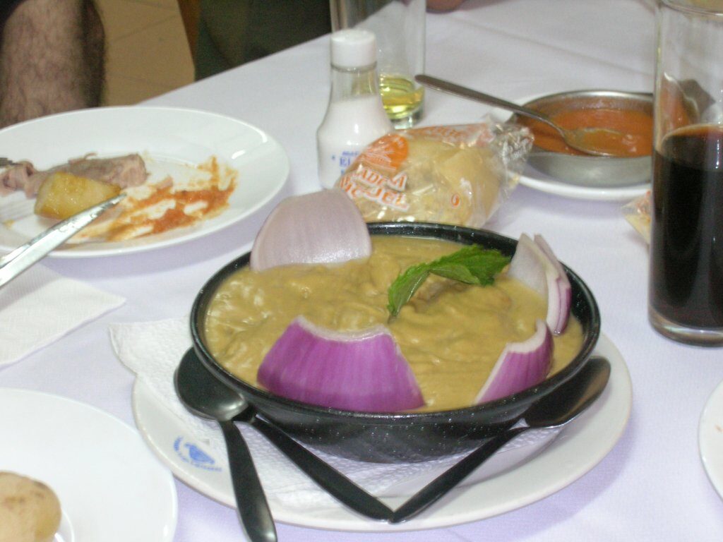 Gofio escaldado, a thick puree of toasted-grain flour mixed with fish broth, a typical Canarian dish from Lanzarote