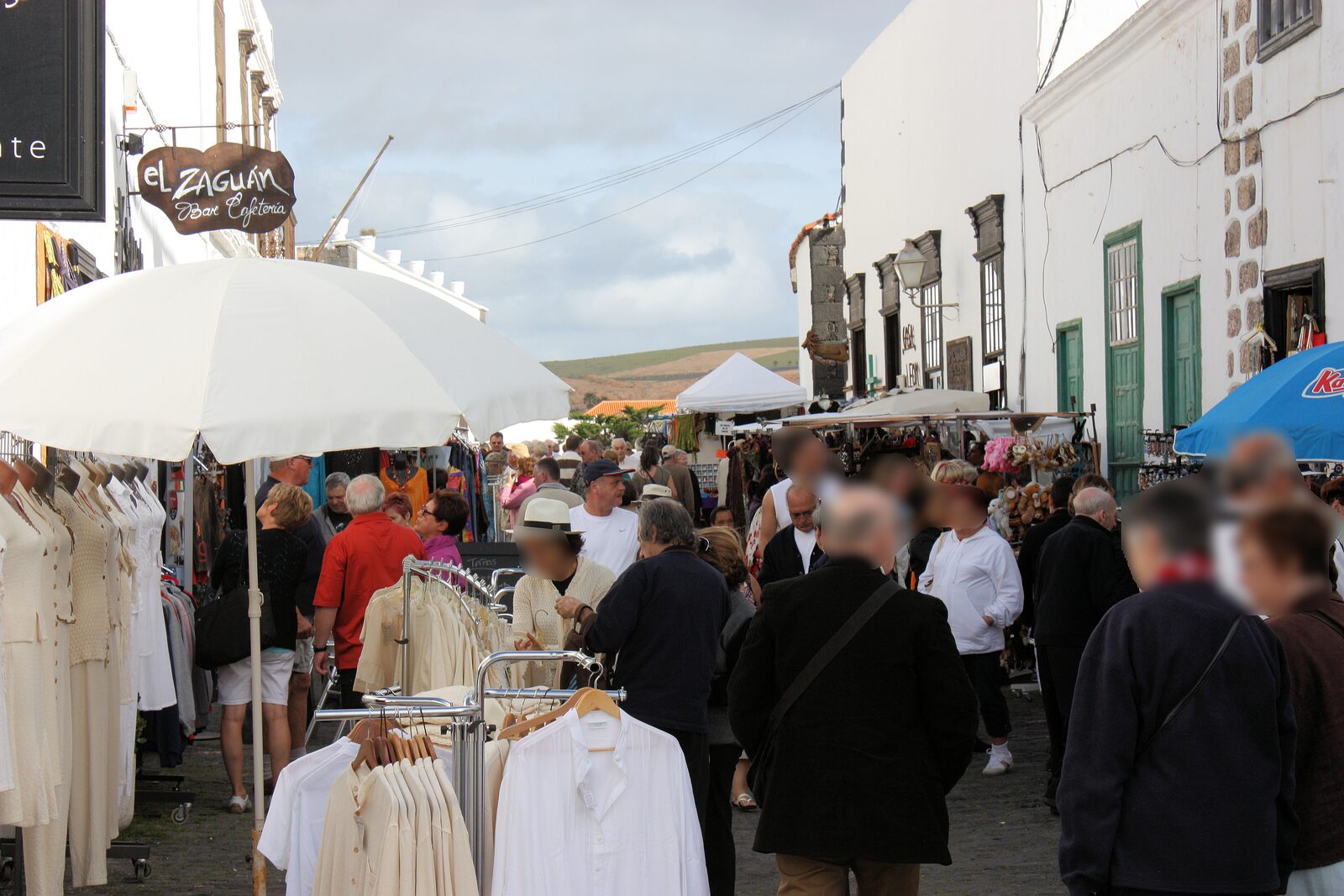 Market stalls filling the streets of Teguise on a Sunday morning, Lanzarote